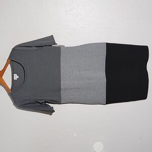 LULAROE LLR Julia Dress Color Block Black Gray Medium